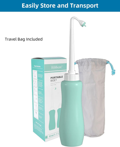 Portable Bidet for Toilet, Bidet Attachment,Handheld Personal Travel Bidet Parts 650ml Extra Long Pointed Nozzle Spray for Childbirth, Personal Hygiene, Outdoor, Camping with Travel Bag- 22oz/ Green