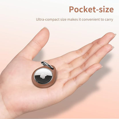 UNBREAKcable Holder for Apple AirTag - 4 Pack [Fit Tightly Design] [Easy to Install] [Hold Air Tag Securely] Waterproof TPU Shell Protective Case with All Metal Keychain Key Ring Clip (Black&Brown)