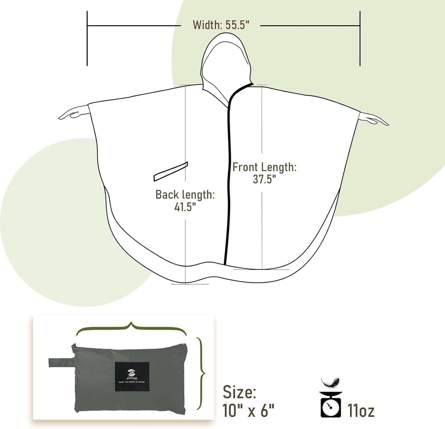 SaphiRose Unisex Rain Poncho Raincoat Hooded for Adults Women with Pockets