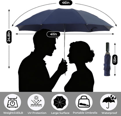 LLanxiry Compact Travel Umbrella, Mini Windproof Umbrellas for Rain & Sun, Small Lightweight Outdoor UV Umbrella, Portable Folding Umbrellas for Travel