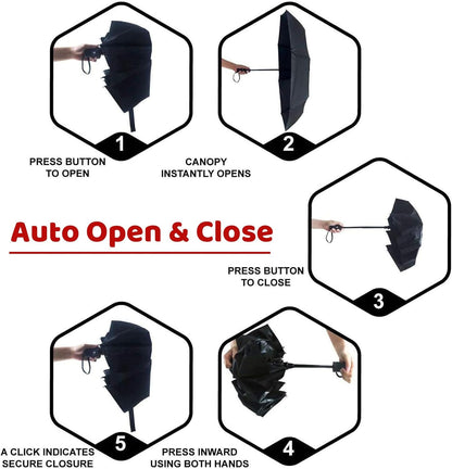 SY COMPACT Umbrella Automatic Travel Waterproof Light Folding Umbrellas Easy Carry for Women and Men
