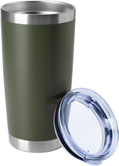 HASLE OUTFITTERS 20oz Tumblers Bulk Stainless Steel Cup with Lid Double Wall Vacuum Insulated Coffee Mug for Cold & Hot Drinks 1 Pack, Army Green