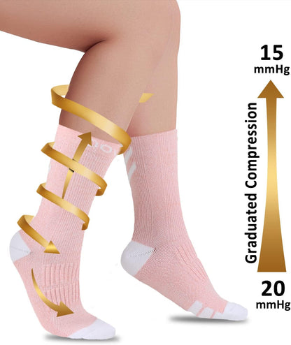 DOVAVA Dri-tech Compression Crew Socks (4/6 Pairs), Comfort Boost Circulation
