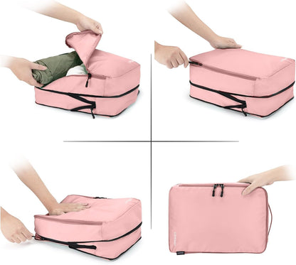 8 Set Compression Packing Cubes for Travel, Waterproof Luggage Organizers, Suitcase Organizer Set for Carry-On & Checked Baggage, Travel Accessories for Men & Women