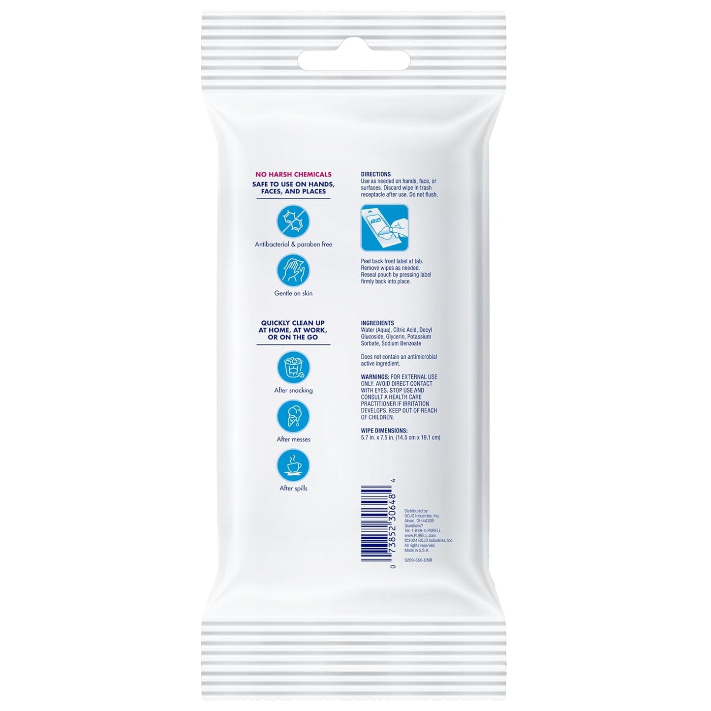 PURELL® Clean & Go Cleaning Wipes, Skin and Surface, Fresh Scent, 20 Count Travel Pack (Pack of 12), 9269-12-CMR
