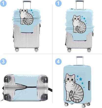 Luggage Cover Washable Suitcase Protector Anti-scratch Suitcase cover Fits 20-34 Inch Luggage (Cat, L(28-30inch suitcase))