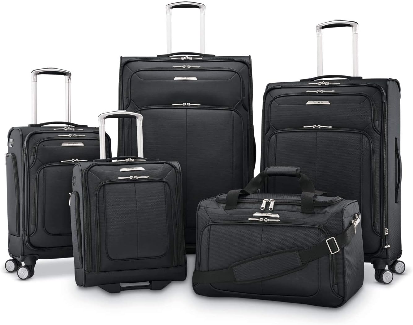 Samsonite Solyte DLX Softside Expandable Luggage with Spinner Wheels, Midnight Black, Checked-Medium 25-Inch