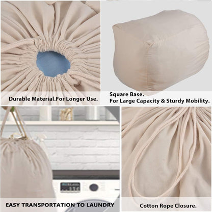 MCleanPin Washable Laundry Bags with Handles,140L Dirty Clothes Storage for College Dorm or Travel, Laundry Liner Fit Most Laundry Hamper or Basket,2 Pack (Beige & Grey)