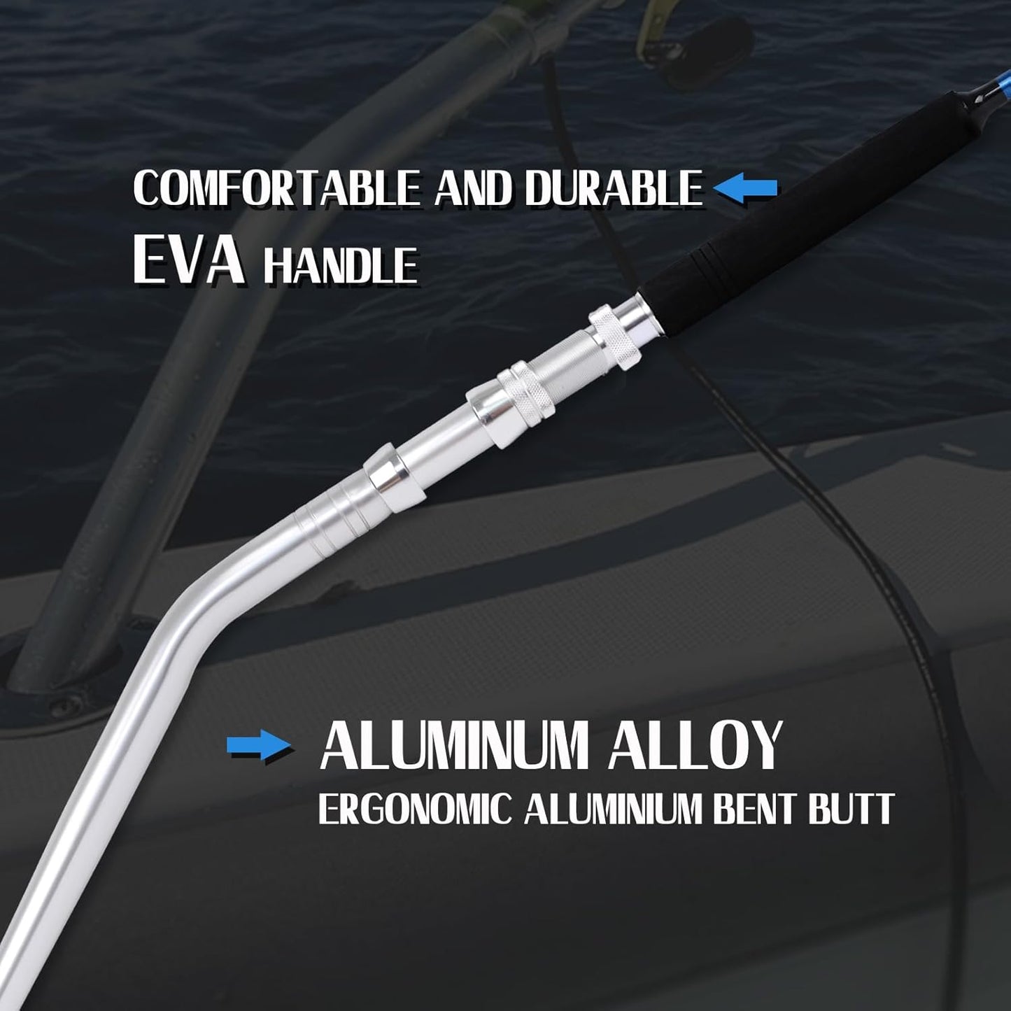 Fiblink Saltwater Offshore Heavy Trolling Fishing Rod Big Game Conventional Boat Fishing Roller Rod Pole with All Roller Guides (Heavy Power, 5-Feet 1-Inch)