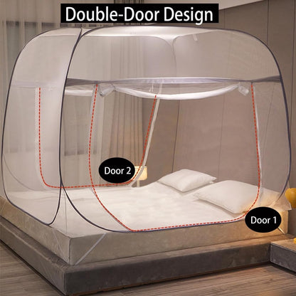 Pop-Up Mosquito Net Tent for Beds Portable Folding Canopy with Net Bottom, Fits Twin to King Size 79x71x59inch, Easy Install Wash for Baby Adults, Indoor Outdoor Use (Gray-King Bed)