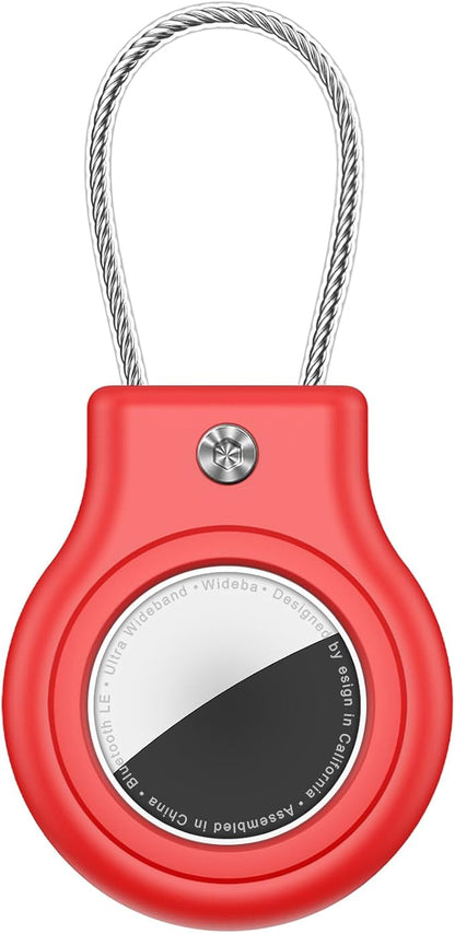 Waterproof Airtag Holder,Airtag Case with Secure Lock,Airtags Keychain for Apple Airtag,Anti-Lost Protective Cover Air tag Accessories for GPS Item Finder Tracker Luggage,Bag,Key,Pet,Cat Dog,-Red