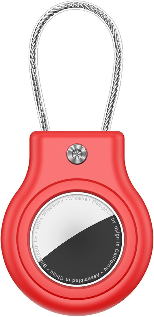 Waterproof Airtag Holder,Airtag Case with Secure Lock,Airtags Keychain for Apple Airtag,Anti-Lost Protective Cover Air tag Accessories for GPS Item Finder Tracker Luggage,Bag,Key,Pet,Cat Dog,-Red