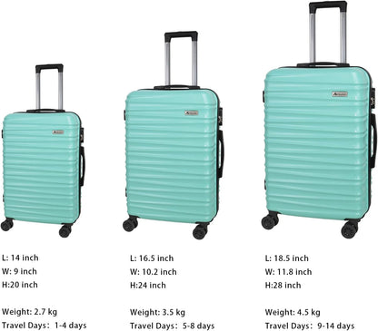 Luggage Sets 3 Piece(20/24/28)-Suitcase Set- Luggage with Wheels-PC + ABS Durable Lightweight Rotating hardshell suitcase 5PCS(Mint Green)…