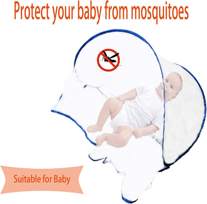 CMINGJ Portable Mosquito Head Net Foldable Pop-Up Travel Essentials Mosquito Net for Bed Free Installation-Large Size Suitable for Bedroom, Camping, nap (Large)