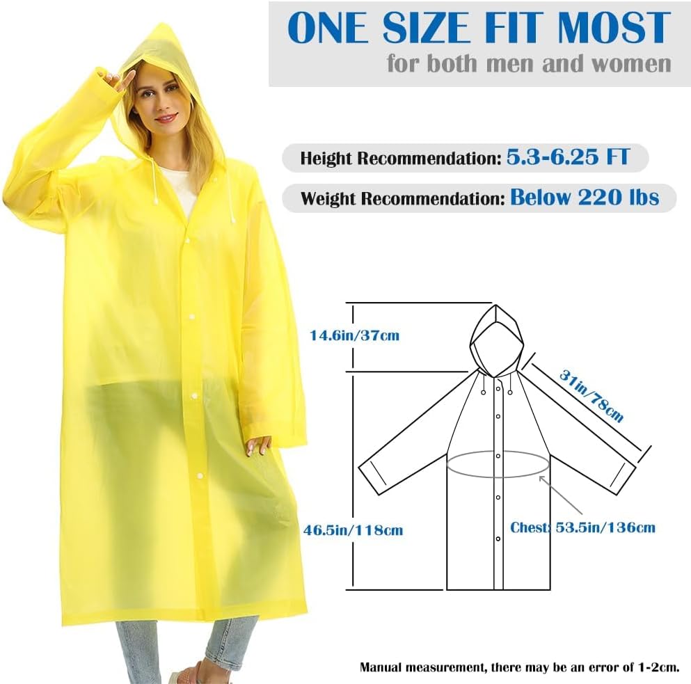Opret 2 Pack Raincoats for Adults Reusable, EVA Rain Ponchos Lightweight Rain Coat Waterproof Rain Gear for Men and Women