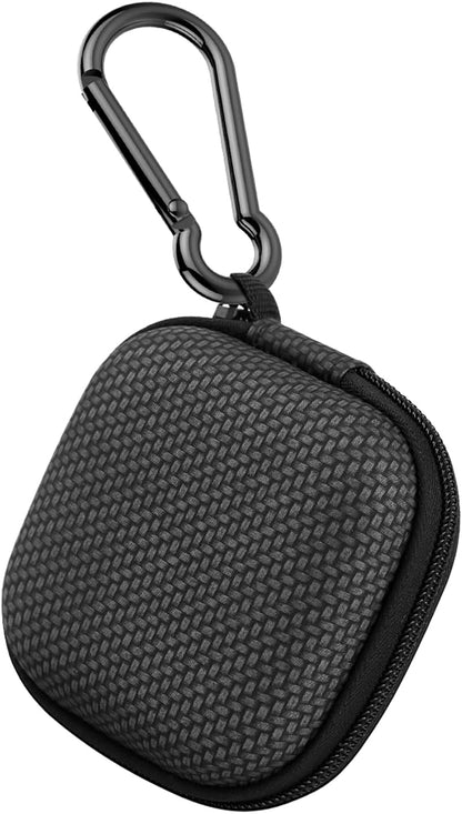 Earbud Case Hard EVA Earphone Carrying Case Cell Phone Accessories Storage Bag with Carabiner for Airpods Headset Earphone Flash Drive Charging Cable Key Wall Charger USB Adapter Cable (Black 1Pack)