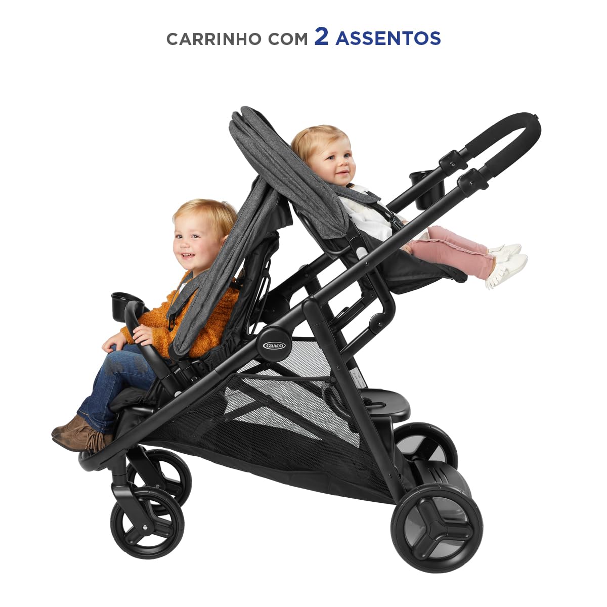 Graco Ready2Grow LX 2.0 Double Stroller Features Bench Seat and Standing Platform Options, Clark