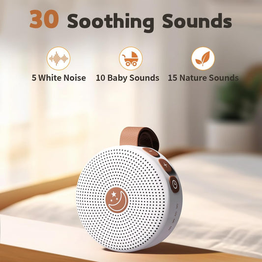 Sound Machine Mini Portable Baby White Noise Machine with 30 Soothing Sounds for Kids Adults Auto-Off Timer 32 Volume Levels Rechargeable Brown Noise Sleep Machine for Home Office Privacy and Travel