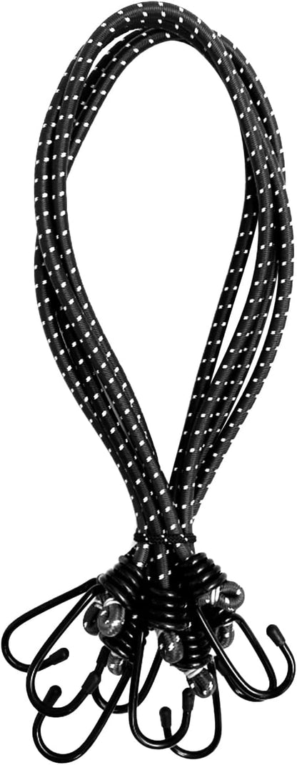 Bungee Cord Luggage Cord Resilience 24 Inch 4 Pieces for SecuringTents, Tarps, Luggage ，Truck, ATV Off-Road Motorcycle Bicycle Riding,Multi-Scenario Applicable (Black)