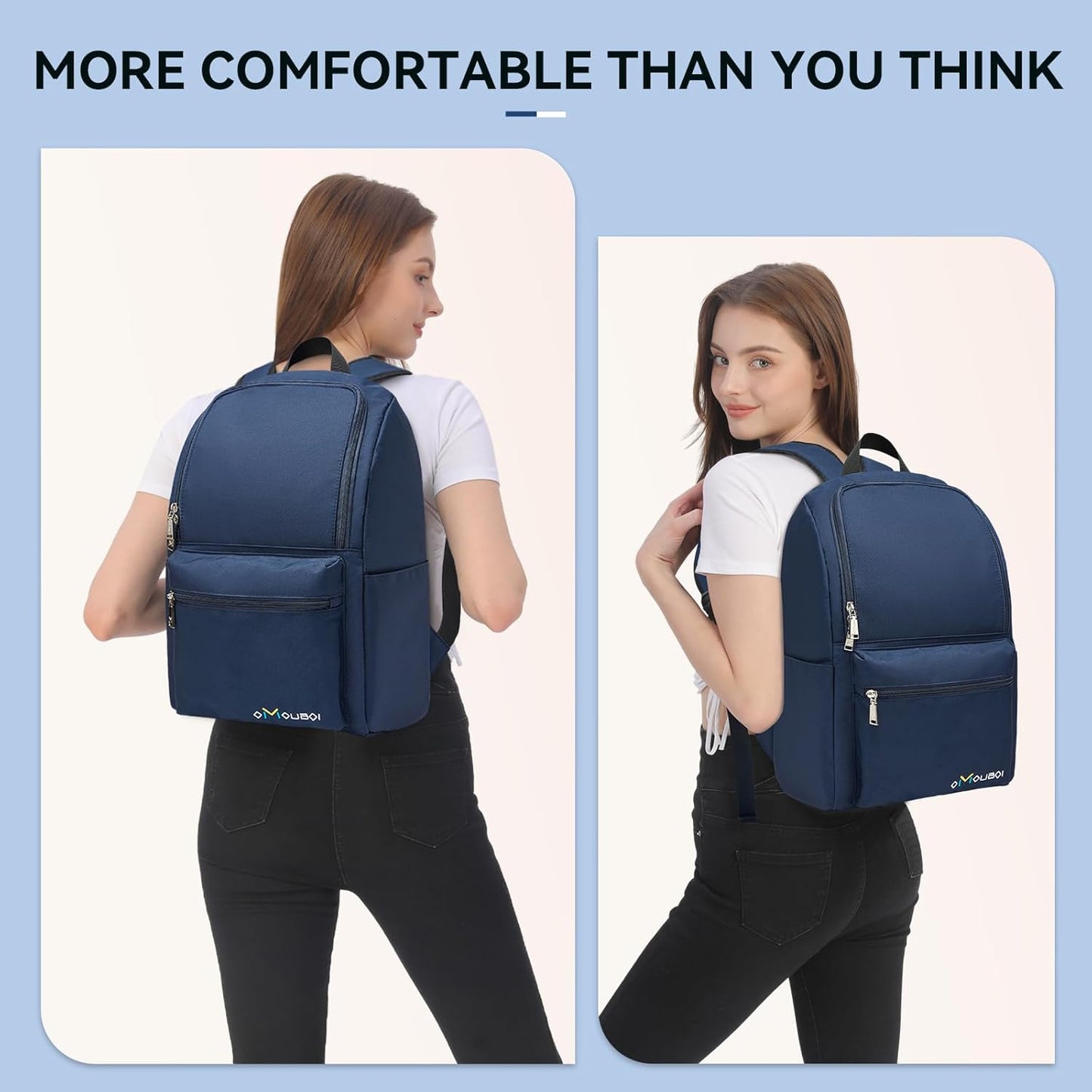 OMOUBOI Casual Daypacks Superbreak Backpack 14 inch Laptop Backpack for Women & Men Fits Tourism Business (Darkblue)