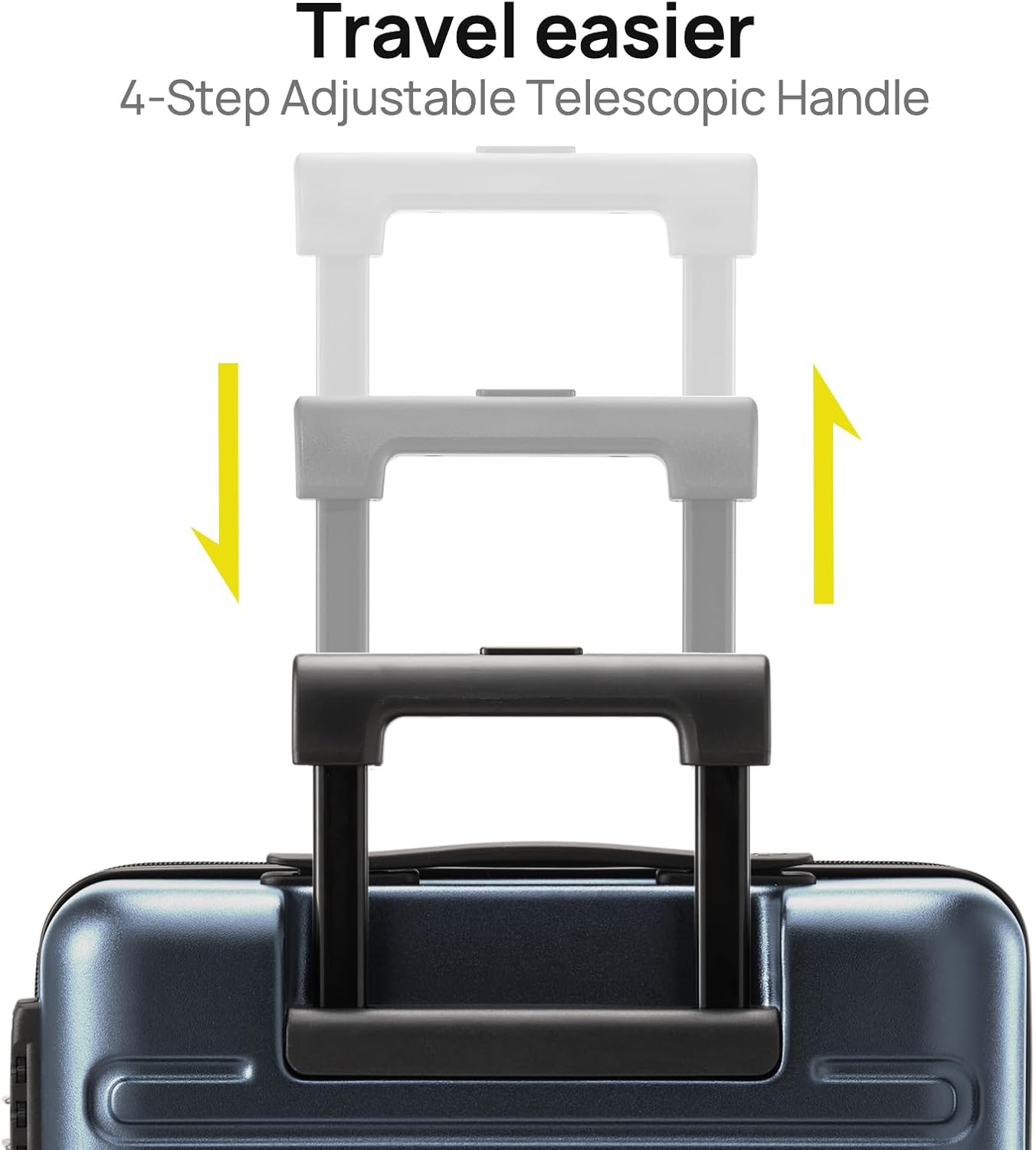 Carry on Luggage 22 X 14 X 9 Airline Approved, 20 Inch Luggage for 3-5 Days Travel, Double Spinner Wheels, 100% Hardshell PC, TSA Lock (09-Grey, Checked 28-Inch)