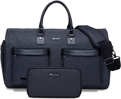 Modoker Convertible Garment Bag with Toiletry Bag, Carry On Garment Duffel Bag for Men Women Travel, Multi-Function Suit Bag 2 in 1 Hanging Suitcase, Black