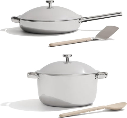 Our Place Titanium Pro Cookware Duo – Always Pan & Perfect Pot with Nonstick No-Coating Technology | Tri-Ply Titanium & Stainless Steel | Safe for Oven, Induction & All Cooktops up to 1000°F | Chrome