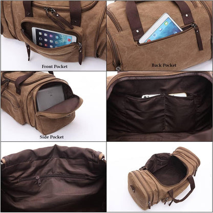 Duffle Bag for Travel, Large Canvas Duffel Bag for Travelling Overnight Weekender Bag Carry On Bag for Men Women Grey