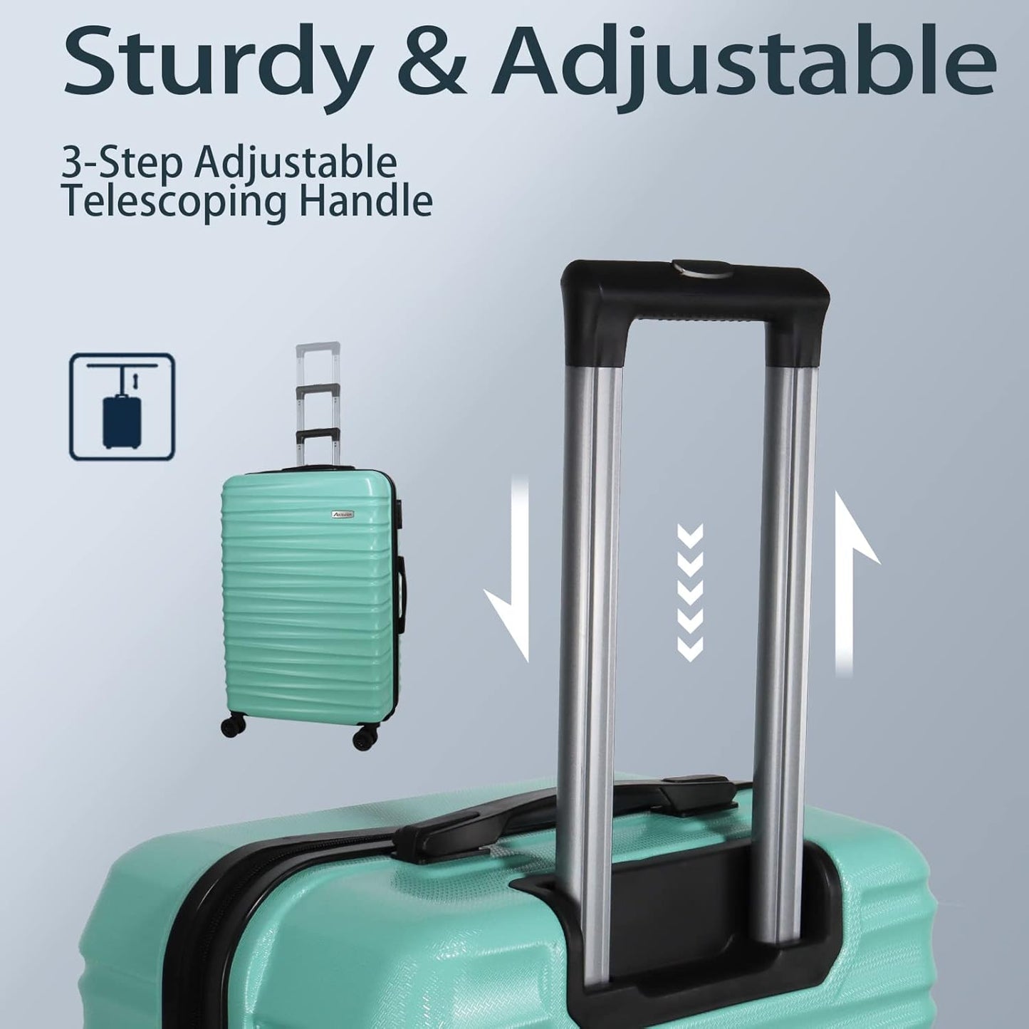 Luggage Sets 3 Piece(20/24/28)-Suitcase Set- Luggage with Wheels-PC + ABS Durable Lightweight Rotating hardshell suitcase 5PCS(Mint Green)…