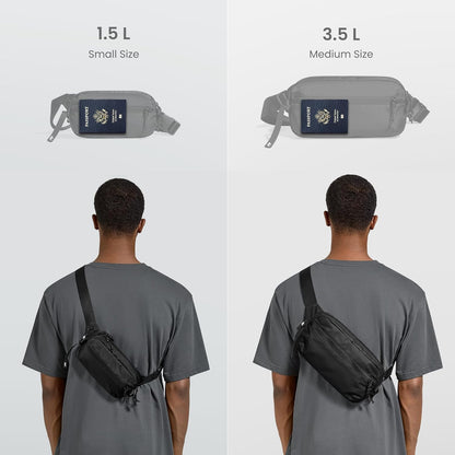 tomtoc 1.5L Sling Bag with RFID Blocking, Crossbody Bag Minimalist Chest Shoulder Pack for Men and Women, Water-resistant Lightweight Casual Waist Fanny Pack for Travel, Daily Use