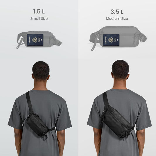 tomtoc 1.5L Sling Bag with RFID Blocking, Crossbody Bag Minimalist Chest Shoulder Pack for Men and Women, Water-resistant Lightweight Casual Waist Fanny Pack for Travel, Daily Use