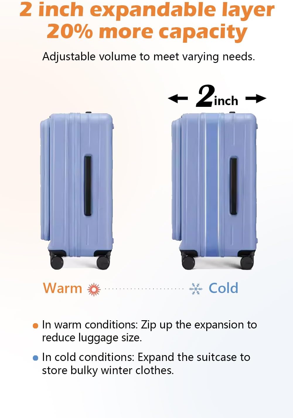 HotWay 24 Inch Expandable Checked Luggage with Cup Holder, Hardside TSA Approved Luggage with Spinner Wheels, Top Opening Suitcase For Travel, Black