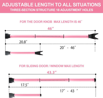 Rerishom Door Security Bar, Door Stoppers Security bar,Heavy Duty Door Lock Security Door Jammer Door Stopper for Apartment, Hotel Room,Screen Door Hardware, Gate Lock Bar(2 Pack,Pink)