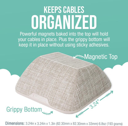Smartish® Magnetic Cord Holder - Cable Wrangler Organizer with Magnet Clips for Charger Management on Desktop, Nightstand, or Side Table for All Cables, USB-C, Lightning Cables - Lightly Toasted Beige