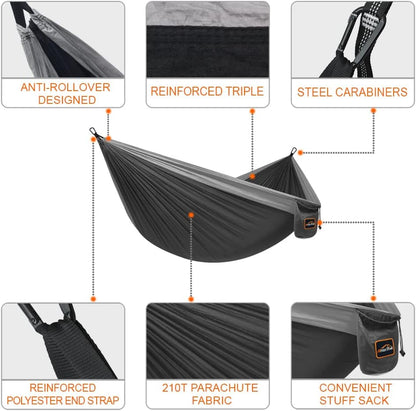 Camping Hammock, Super Lightweight Portable Parachute Hammock with Two Tree Straps Single or Double Nylon Travel Tree Hammocks for Camping Backpacking Hiking