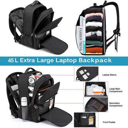 Travel Laptop Backpack, 18.4 inch Extra Large Backpack for Men and Women, 45L Capacity Business Computer Back Pack (Black Blue, 18.4 Inch)