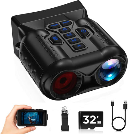 Night Vision Goggles,4K Night Vision Binoculars for Adults,Thermal Binoculars with 10X Zoom,9-Level Infrared,1000FT Infrared Range,32GB TF Card,Photo&Video Recording,Compact Design,Ideal Gifts for Men