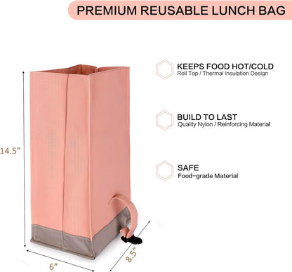 SUNNY BIRD Insulated Lunch Bag Pink Lunch Box Small Cooler Bag for Women, Girls, Adults and Teens (Pink with pink shoulder strap)