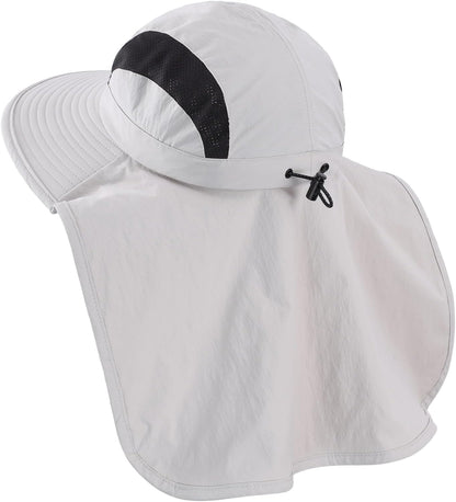 Home Prefer UPF 50+ Sun Hats for Men Women Wide Brim Fishing Hat with Neck Flap UV Protection Sunblock Safari Bucket Hat