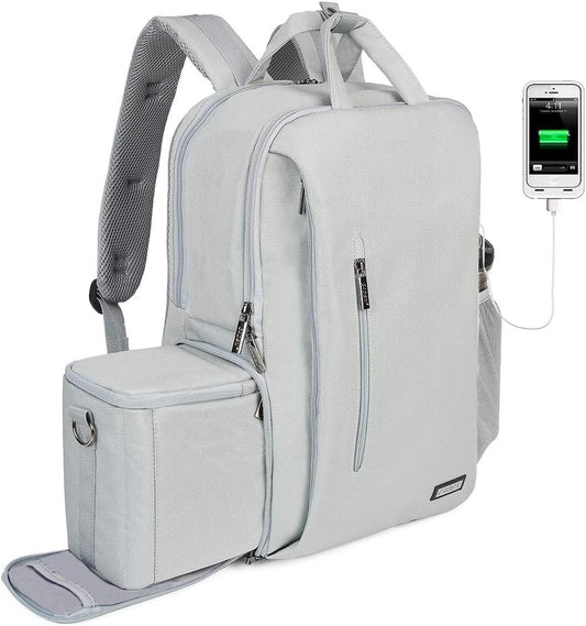 CADeN Camera Backpack w/ 15.6" Laptop Compartment, USB Charge Port, Tripod Holder, Rain Cover Compatible for Sony Canon Nikon
