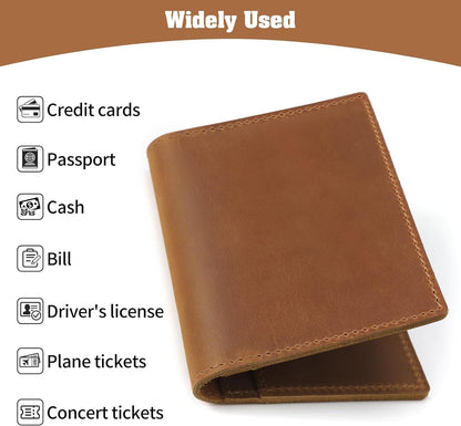 Jack&Chris Leather Passport Holder, Handmade Passport cover, Travel Wallet Cover Case for Men and Women, Leather Travel Documents Organizer Protector, Brown-Red, 2PC