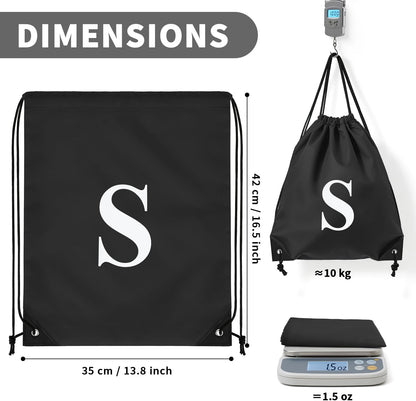 ZOMFELT 6Pcs Drawstring Backpack Drawstring Gym Bags, Foldable Draw String Backpack with Multiple Colors and Letters, Lightweight Polyester Cinch Bag for Gift, Beach, Sports, Travel, Swim (Letter S)
