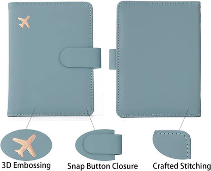 Melsbrinna Rfid Passport Holder for Travel women/Men, Cute Passport Wallet Rfid Blocking Card Slots, Rfid Passport Cover/CaseTravel Wallet, Passport Book Holder (2, Blue1Blue2)
