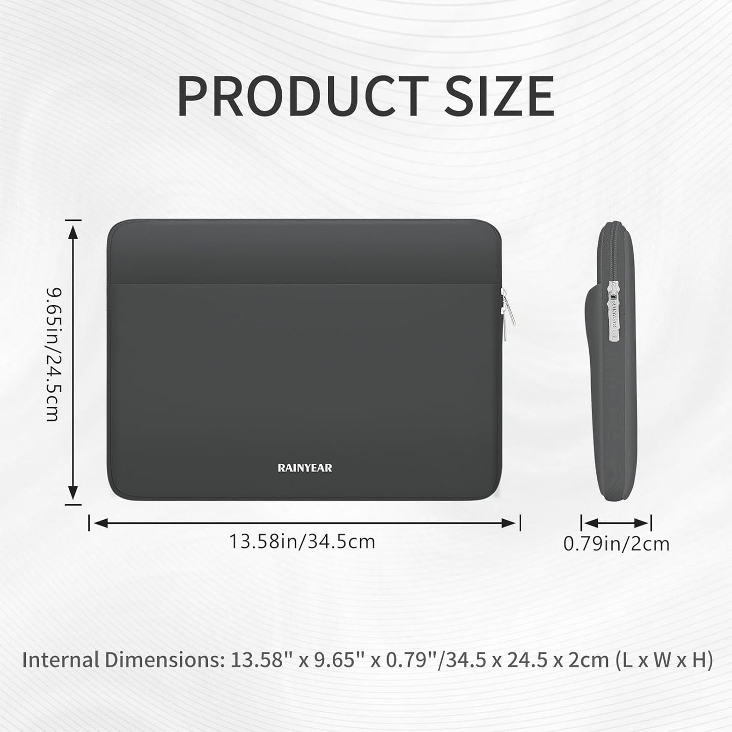 RAINYEAR Laptop Sleeve Case 13.3 Inch, Protective Portable Case with Front Pocket, Briefcase Handbag Laptop Bag Compatible with MacBook Air/Pro 13-13.3 inch, MacBook Pro 14 inch, Gray