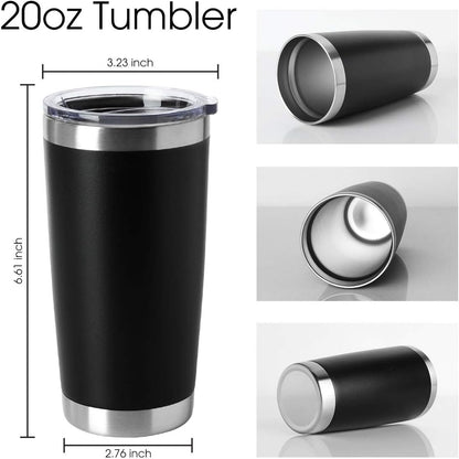 HASLE OUTFITTERS 20oz Stainless Steel Tumblers Bulk, Insulated Travel Cup with Lid, Double Wall Vacuum Coffee Mug for Cold & Hot Drinks 4 Pack, Black