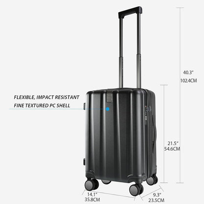 KROSER Hardside Expandable Carry On Luggage with Spinner Wheels & Built-in TSA Lock, Durable Suitcase Rolling Luggage with USB Port, Carry-On 20-Inch, Black