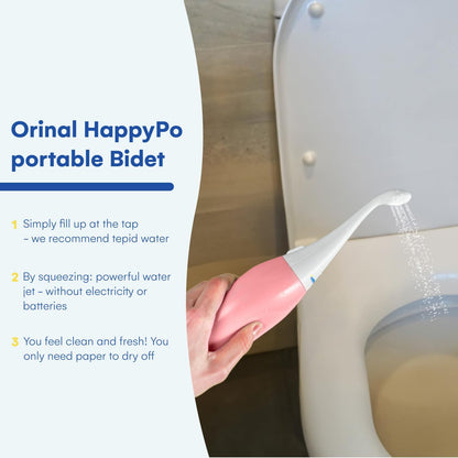 HAPPYPO Butt Shower - Portable Bidet with Travel Bag - Easy-Bidet 2.0 Replaces Wet Wipes and Shower Toilet - Rose