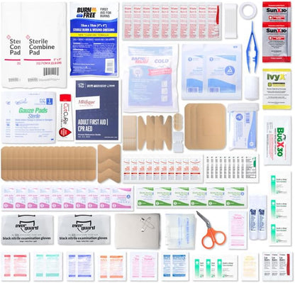 MFASCO Deluxe Class A First Aid Kit 909 Red | DOT, ANSI & OSHA Approved, Packed in a Rugged, Waterproof, Indestructible Case, Compartmental Bag, Durable, Red Plastic Kit, OSHA Type II & IV Container