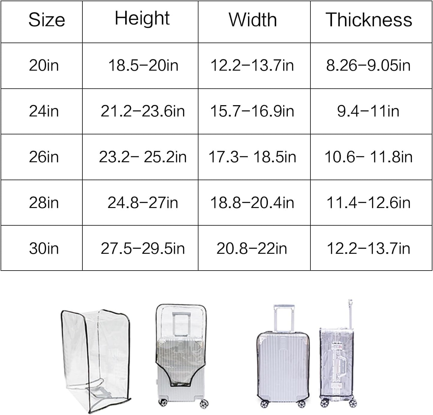Clear Suitcase Cover - 20 24 26 28 30 Inch Waterproof PVC Suitcase Cover - Transparent Travel Suitcase Wrap - Protective Cover Case for Wheeled Luggage (24-Inch)