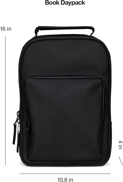 RAINS Regular Book Daypack, Backpack, Laptop Bag, Waterproof, 2 Year Warranty, Black